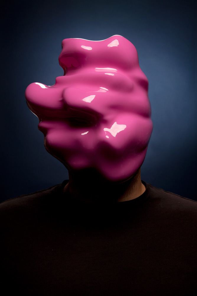 Fag Face Mask, 2012: Zach Blas, Vacuum formed, painted plastic, Photo: Christopher O
