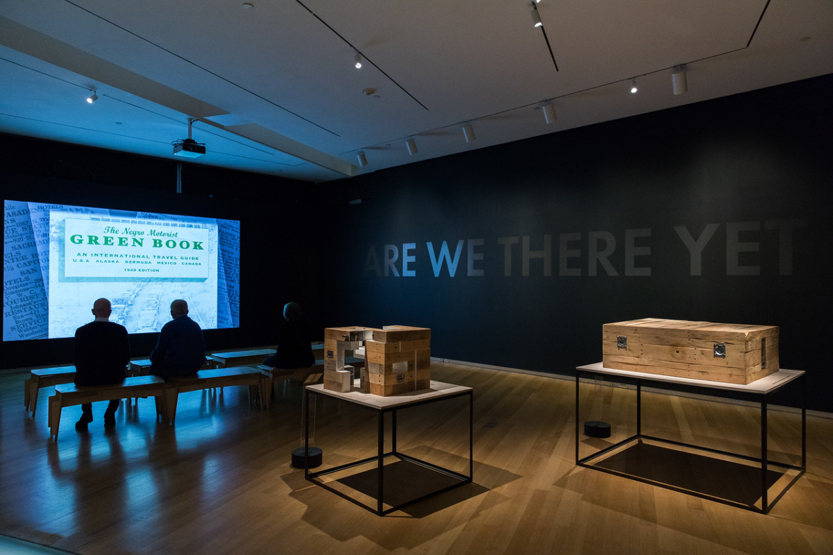 Installation view of <em>Unpacking the Green Book: Travel and Segregation in Jim Crow America</em>